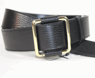 Gucci Gold Buckle Black Leather Belt by kingofmadisonavenue