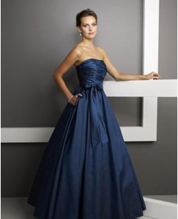 A-Line Strapless Floor Length Satin Prom Dress