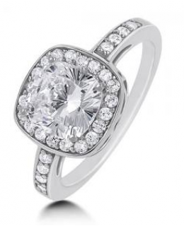 Sterling Silver Cushion Cubic Zirconia Ring