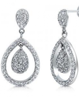 Sterling Silver Cubic Zirconia Dangle Earrings