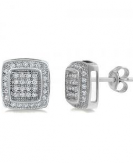 CZ Square Shape Stud Earrings