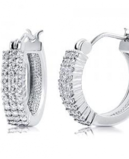 3-Row Cubic Zirconia Hoop Earrings