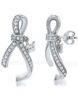 Cubic Zirconia Ribbon Crown Stud Earrings