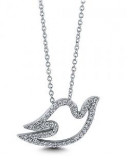 Cubic Zirconia Flying Dove Bird Pendant