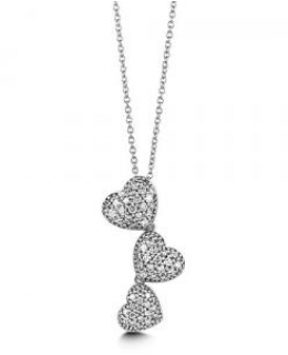 Sterling Silver Cubic Zirconia Triple Hearts Pendant