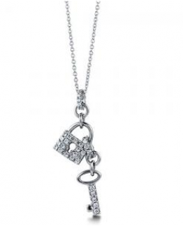 Cubic Zirconia Lock and Key Pendant