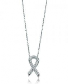 Sterling Silver Cubic Zirconia  Ribbon Pendant