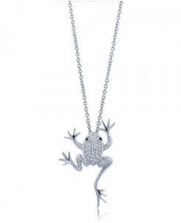 Sterling Silver Cubic Zirconia Frog Pendant