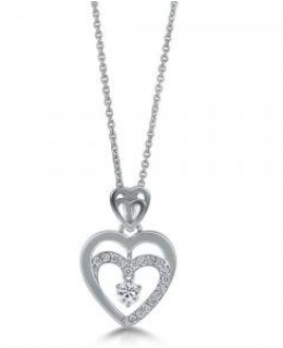 Cubic Zirconia Double Heart Pendant