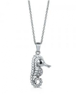 Sterling Silver & Cubic Zirconia Seahorse Pendant