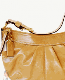 COACH Soho Pleated Camel Patent Hobo Bag 13750