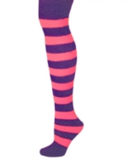 Striped Knee Socks - Purple/Hot Pink