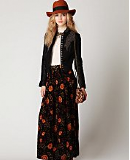 Maxi Skirts- Printed Cord Maxi Skirt