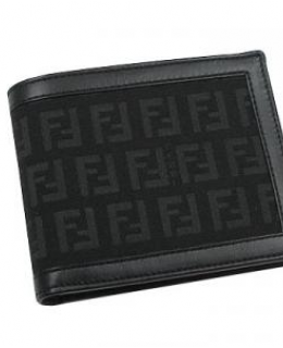  Fendi Black Zucchino Bi Fold Wallet