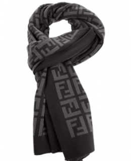 Fendi Grey Wool Zucca Scarf