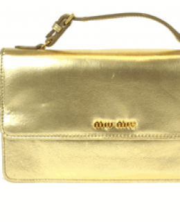 Miu Miu Cavallino Clutch Gold