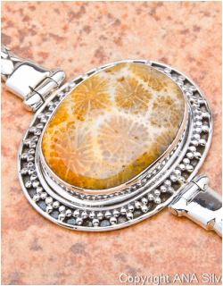 FOSSIL CORAL .925 SILVER 